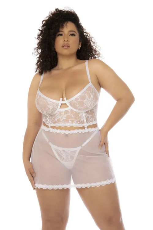 ensemble lingerie grande taille dentelle bustier string nuisette Mapalé modulable transformable maintien armatures laçage dos bretelles réglables extensible