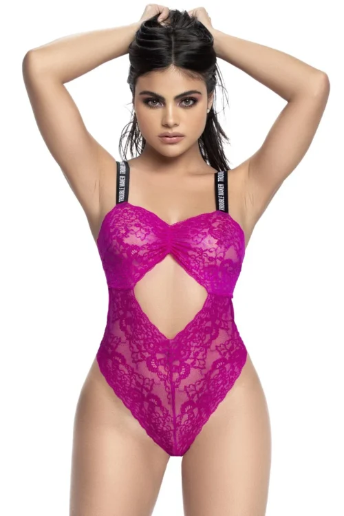 body string dentelle florale rose bretelles élastiques dos nu Mapalé sensuel élégant glamour maintien confortable extensible froncés réglable allongeant romantique