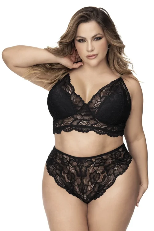 Lingerie grande taille dentelle recyclée soutiengorge bonnets doublés bretelles réglables culotte taillehaute gainante maintien fibres douces romantique écoresponsable