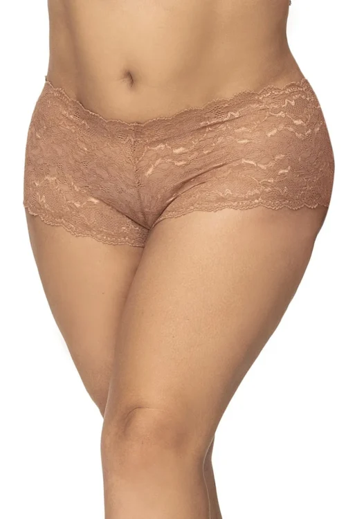 shorty grande taille dentelle taupe doux confort Mapalé femme féminité stretch extensible galbant flatteuse coupe raffinée quotidien