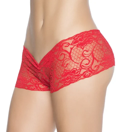 shorty dentelle rouge ouvert entrejambe sexy Mapalé nylon élasthanne extensible douce florale raffinée coupe flatteuse confortable sensuelle glamour