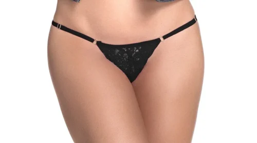String Dentelle Noire Sexy Réglable Arrière Minimaliste Triangle