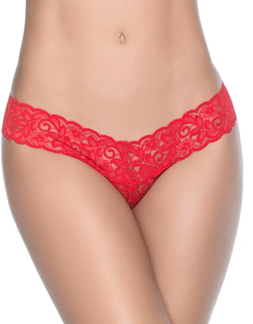 String rouge dentelle blanche sexy Mapalé haute qualité confort douce coutures invisibles coupe ajustée élégante sensuelle