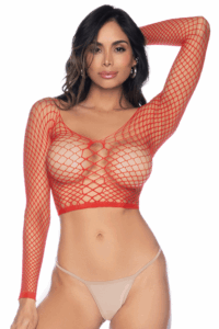 2 en 1 Top ou pantalon en résille rouge - MAL1120RED – Image 2