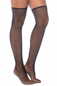 Bas résille noire avec strass - MAL1124BKRH – Image 2