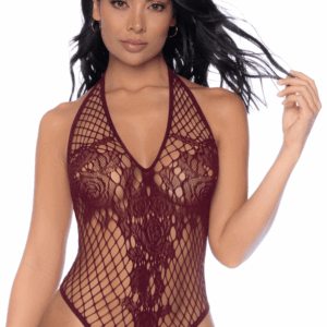 Body String Résille Couleur Cerise Décolleté Modulable Laçage Dos Sexy