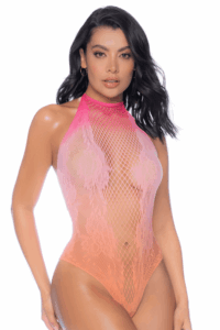 Body Résille Dégradé Couleurs Chaudes Col Licou Motifs Floraux Féminins – Image 3