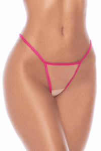 Nuisette en résille brodée avec string - MAL7604ROWP – Image 4