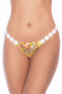 Nuisette Transparente Tulle Brodé Fleurs Marguerites Ajustable String Assorti Élégance Féminine – Image 4