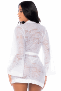 Peignoir en dentelle blanche - MAL7611WHT – Image 2