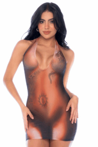 Robe Transparente Illusion Tatouage Artistique Festival Soirées Glamour – Image 2