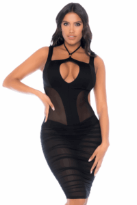 Robe noire semi transparente dos nu - MAL40014BLK – Image 3
