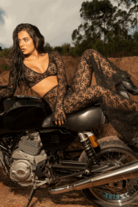 Top et pantalon en dentelle florale noire - MAL1915BLK – Image 6
