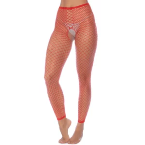 Ensemble 2 En 1 Résille Rouge Tendance Polyvalent Haut Pantalon Sexy – Image 3