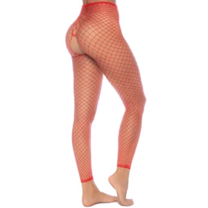Ensemble 2 En 1 Résille Rouge Tendance Polyvalent Haut Pantalon Sexy – Image 5