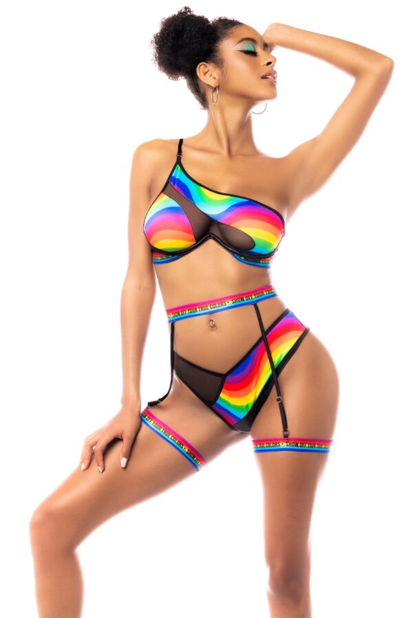 Ensemble Lingerie ArcenCiel Sexy Trois Pièces Vrai Love Vibrant