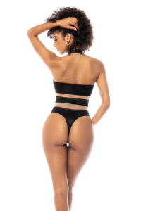 Body Halter Transparent Effet Cuir avec Col Tour de Cou Sensuel – Image 3