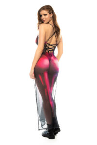 Neptune Robe Longue en Tulle Imprimé Style Sensuel et Ludique – Image 2