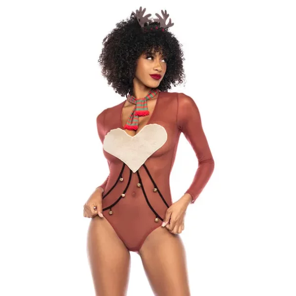 Costume Sexy de Renne "Dashing Through The Snow" avec Grelots et Écharpe
