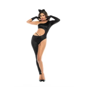 Combinaison Panthère Sensuelle Effet Cuir avec Accessoires Complets