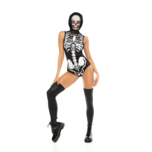 Body Squelette Sexy à Capuche pour Halloween Femme – Image 3