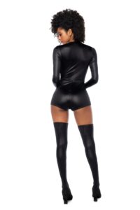 Costume Sexy de Policière SWAT en Tissu Effet Mouillé avec Menottes – Image 2
