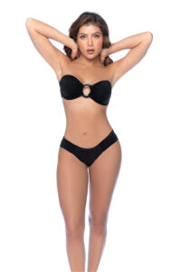 Ensemble Bikini Chic French Riviera à Anneaux Métalliques Noirs – Image 2