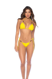 Maillot de bain Cartagena Triangle avec perles et bas string noué – Image 2