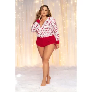 Holly Long Sleeve Onesie Plus – Grenouillère de Noël à manches longues