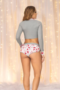 Lulu Long Sleeve Deux Pièces Ensemble – Imprimé de Noël et Détails Côtelés – Image 2