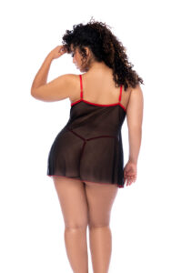 Nuisette Sweet Hearts avec Cœurs Brodés et String Assorti Plus Size – Image 3