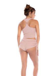 Ensemble Deux Pièces Rose Bois Côtelé avec Détails Brodés Ajustables – Image 2