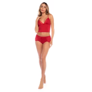 Ensemble Forever For Us Cami et Short en Dentelle Rouge Sensuelle