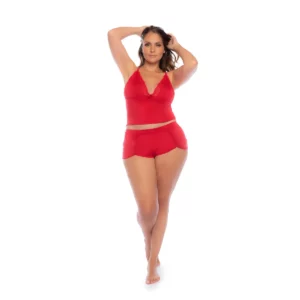 Ensemble Deux Pièces Rouge Dentelle Forever For Us – Grande Taille