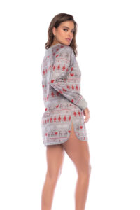 Chemise de Nuit Let It Snow à Manches Longues Imprimé Noël Amusant – Image 2