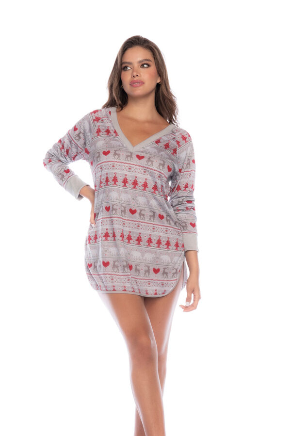 Chemise de Nuit Let It Snow à Manches Longues Imprimé Noël Amusant