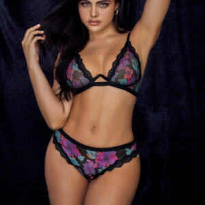 Anastacia Floral Deux Pièces Ensemble – Lingerie Transparente Dentelle Imprimée Fleurie