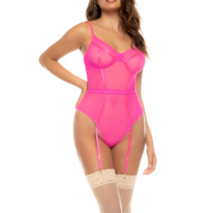 Body en Mesh Transparent Audacieux avec Jarretelles Amovibles et Bretelles Réglables