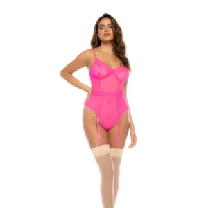 Body en Mesh Transparent Audacieux avec Jarretelles Amovibles et Bretelles Réglables