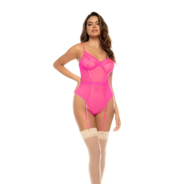 Body en Mesh Transparent Audacieux avec Jarretelles Amovibles et Bretelles Réglables
