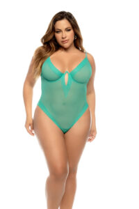 Body en résille transparente avec armatures et bretelles réglables – Debra Plus – Image 2