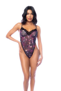 Body Night Butterfly en dentelle cils et imprimé fleuri échancré – Image 2