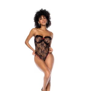 Body Séduction Dentelle Florale avec Armatures et Détails Volants