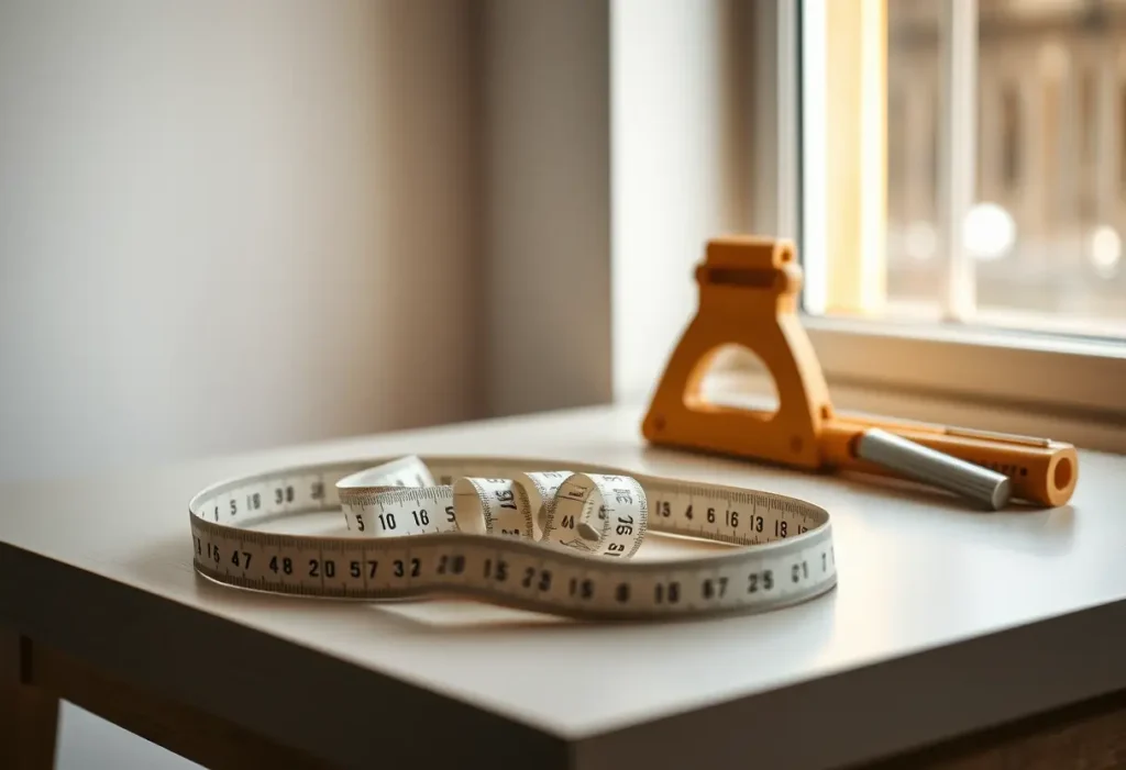 Une règle de couturière posée sur une table