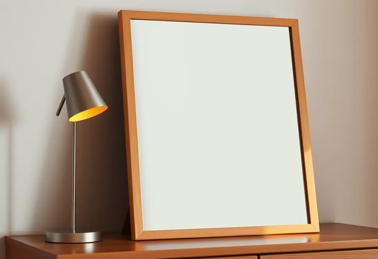 Un miroir posé sur une commode