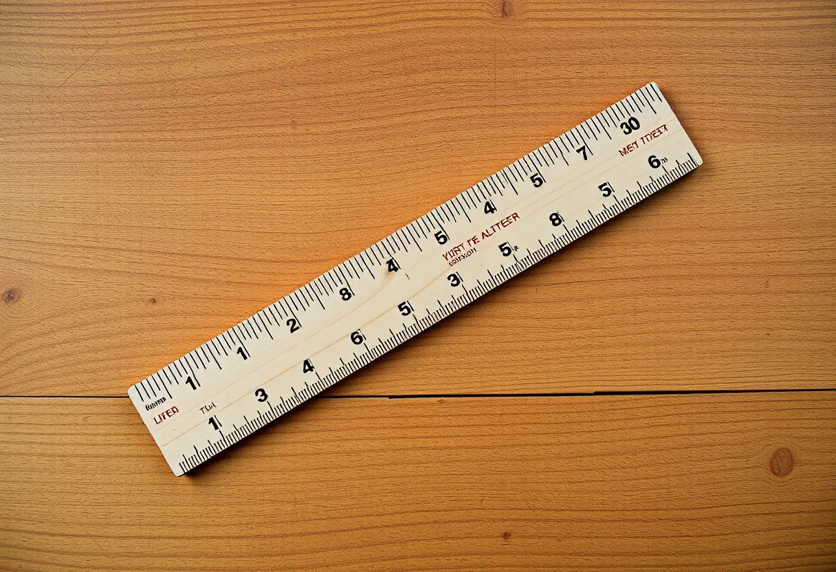 Règle posée sur un bureau ancien pour mesurer la taille de soutien-gorge