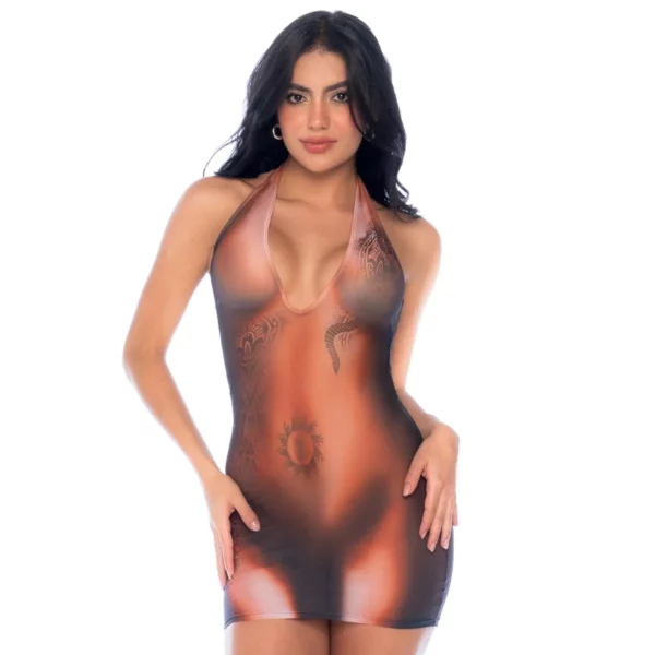 Robe Transparente Illusion Tatouage Artistique Festival Soirées Glamour
