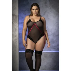 Body Sweet Whisper en Maille Transparente avec Dentelle et Chaîne Sensuelle