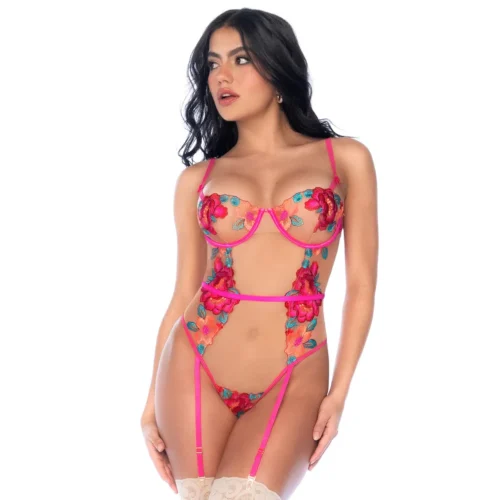 Body en Tulle Brodé Fleuri