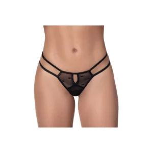 String en mesh ajustable avec lanières et appliqué brodé sexy